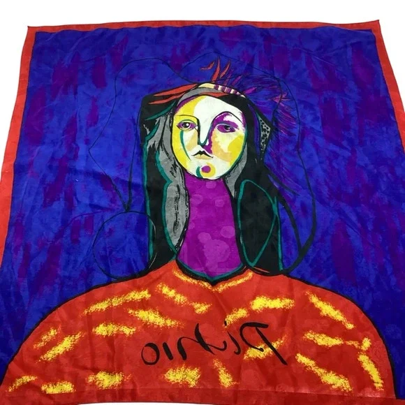Vintage Picasso style scarf 33.5×33.5 - Picture 2 of 3